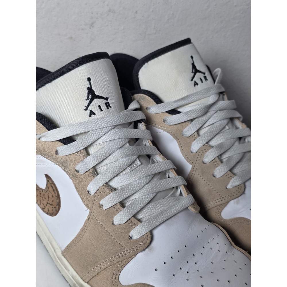 Jordan Air Jordan 1 Low Low Top Suede Leather Sneakers Beige White Black Men's - Picture 5 of 12